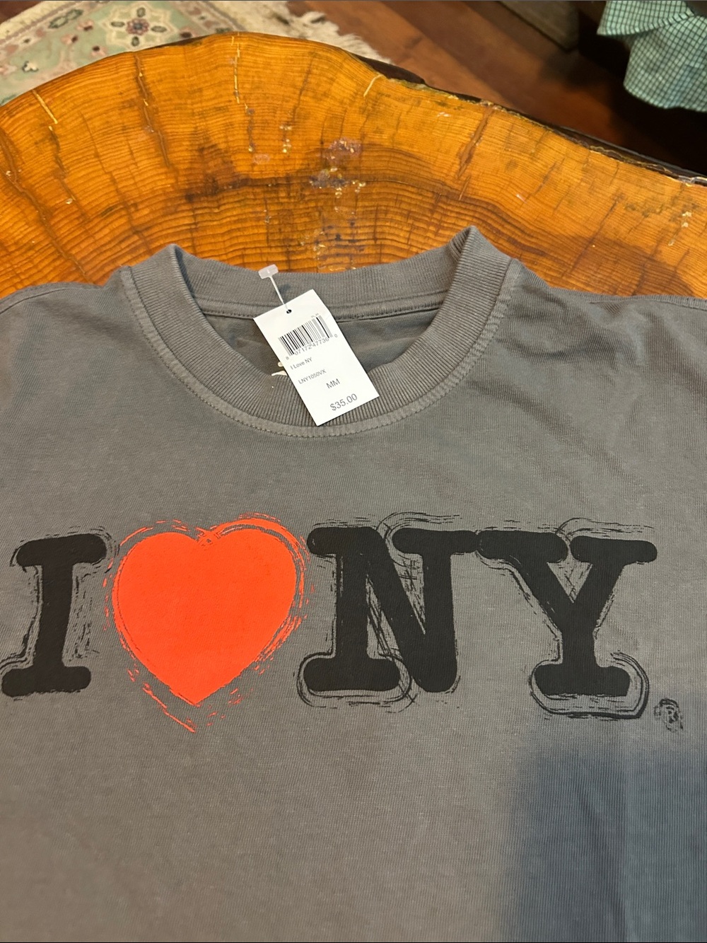 Gray I ♥ NY Graphic Tee with Red Heart Big Apple 🍎 Officially Licensed Medium